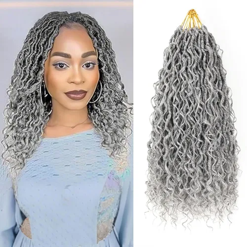 Miniatura 37 de Copper Goddess Faux Locs Cabello de Ganchillo con Puntas Rizadas, 7 Paquetes de 14 Pulgadas Boho Goddess Locs Cabello de Ganchillo, Cabello