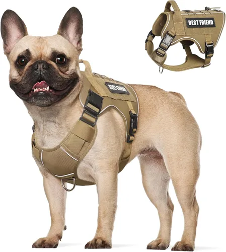Miniatura 29 de Arnés Táctico para Perros Talla Pequeña, Sin Tirones Chaleco Militar para Perros con Asa, Arnés Reflectante de Servicio Pesado para Mascotas