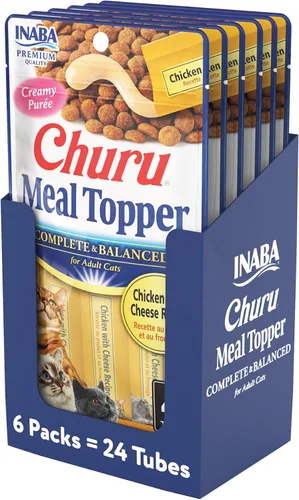 Miniatura 10 de INABA Churu - Cubrecomida para gatos, completa y equilibrada, cremosa, para lamer puré para gatos, tubo de 0.5 onzas, 24 tubos (4 por paquete)