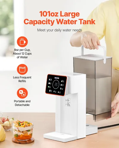 Miniatura 5 de VEVOR Dispensador de agua caliente instantáneo, dispensador de agua hirviendo para encimera con 6 temperaturas ajustables y 7 volúmenes de agua