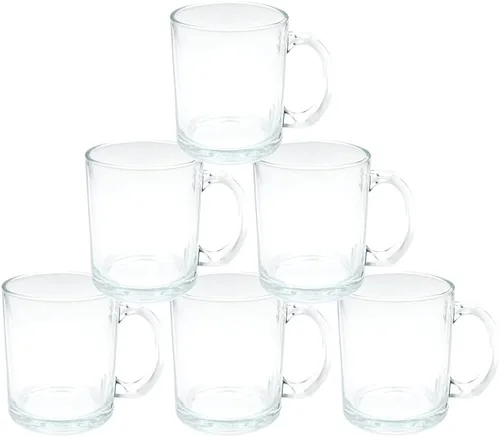 Miniatura 2 de MR.R Taza transparente de vidrio transparente de 11 onzas, tazas de café con asa para transferencia de revestimiento térmico térmico, juego de 6