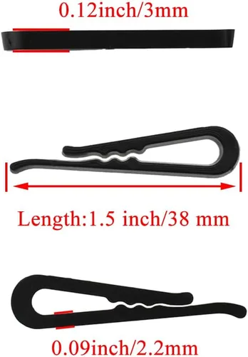 Miniatura 2 de HAHIYO 1.5in/38mm 200Pcs Clips de plástico negro en forma de U estilo cocodrilo - Pinzas de tela para costura, doblado, fijación de tela a tablero