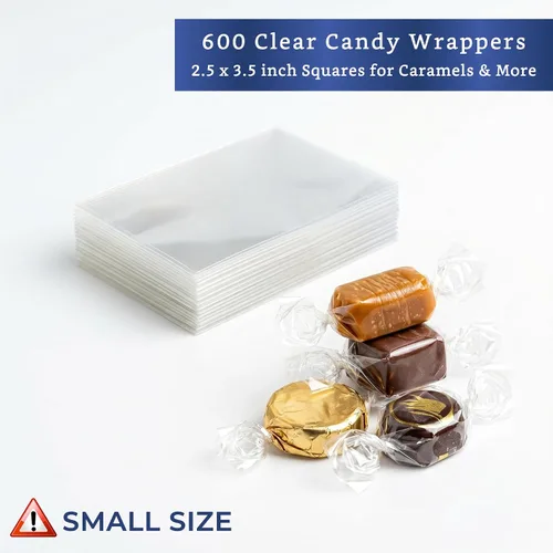Miniatura 2 de FIESTA WRAPS Envoltorios transparentes de caramelos para caramelos (600 piezas de 2.5 x 3.5 pulgadas) - Envoltura de celofán transparente natural