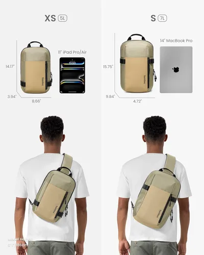 Miniatura 8 de tomtoc Mochila bandolera cruzada de 7L para hombres y mujeres, mochila EDC de pecho y hombro para MacBook Pro M5 de 14 pulgadas, MacBook Air/Pro