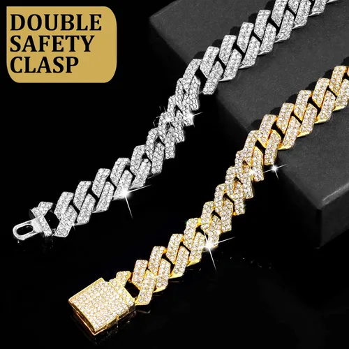 Miniatura 4 de Collar de Cadena para Perro Collar de Cadena de Metal para Caminar Collar de Eslabones Cubanos para Perro con Hebilla Segura 14MM Collares de Cadena