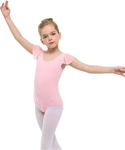 Miniatura 7 de Stelle Leotardos negros de ballet para niñas, trajes de gimnasia de manga corta con volantes (bebéniña pequeñaniño grande)