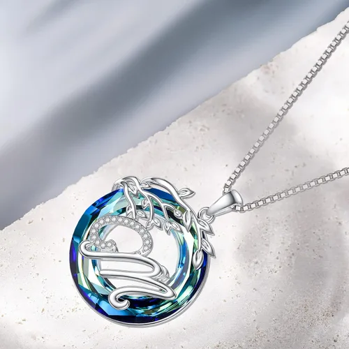 Miniatura 5 de TOUPOP Regalos para mujeres, collar con colgante de letra inicial de la A a la Z con círculo azul, joyería de cristal para mujeres, su madre