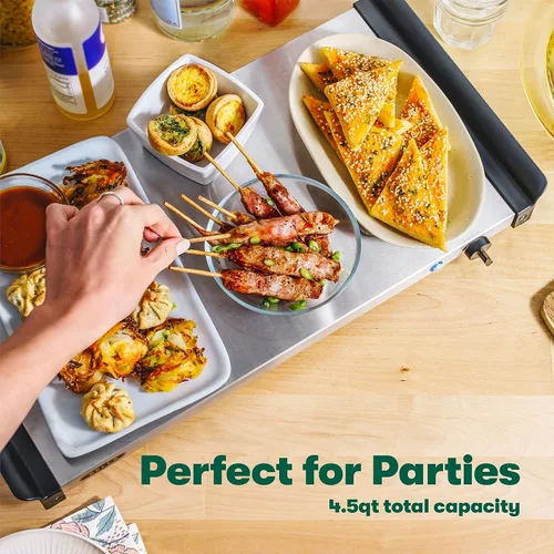 Miniatura 3 de BELLA Servidor de buffet eléctrico triple de 4.5 cuartos de galón, bandeja de calentamiento de alimentos y olla de cocción lenta, estación