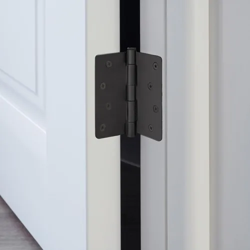 Miniatura 7 de Design House Bisagras para puerta interior, 4.0 in. x 4.0 in., Redondeado, 1/4-pulg Radio, Acero, Pre-Lubricado, Herrajes para Puerta, Negro Mate