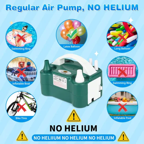 Miniatura 7 de Bomba eléctrica de globos, máquina sopladora de globos eléctrica portátil, bomba de aire de globos, boquilla doble, inflador de globos de 110 V 600