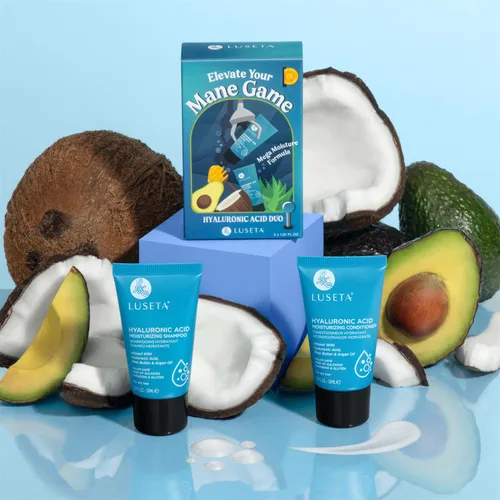 Miniatura 6 de Luseta - Juego de champú y acondicionador hidratante con ácido hialurónico para cabello seco y dañado, infundido con aceite de argán y manteca