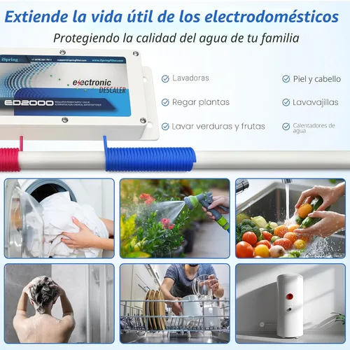 Miniatura 4 de iSpring ED2000S - Desincrustante para toda la casa, acondicionador de agua dura electrónico alternativo sin sal, diseño de luz LED de respiración