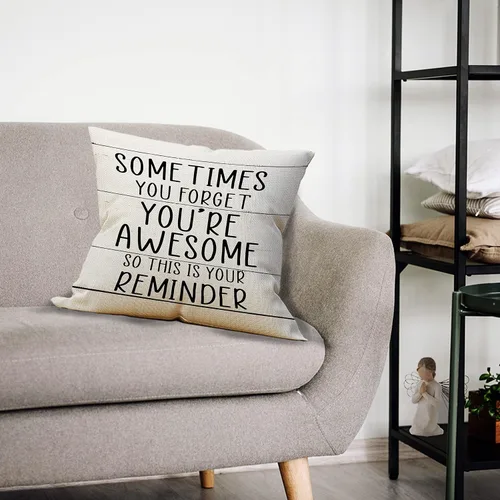 Miniatura 3 de Mancheng-zi Fundas de almohada inspiradoras de 18 x 18 pulgadas, Sometimes You Forget You're Awesome Regalos para mujeres y hombres, regalos