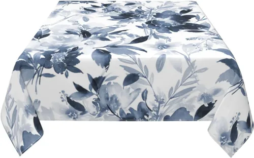 Miniatura 3 de BETGINY Mantel cuadrado azul de verano para exteriores, 54 x 54 pulgadas, mantel de flores de acuarela, mantel de poliéster resistente a