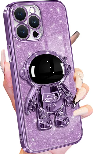 Buleens Funda para iPhone 13 Pro Astronauta, Fundas transparentes para iPhone 13 Pro con papel brillante y soporte de astronauta, para mujeres y