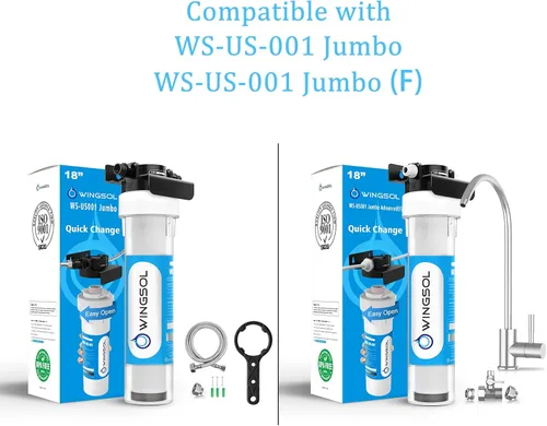 Miniatura 2 de WINGSOL Filtro de agua Jumbo para debajo del fregadero, reduce metales pesados, cloro, alcalinización, de larga duración, 5 en 1, funciona