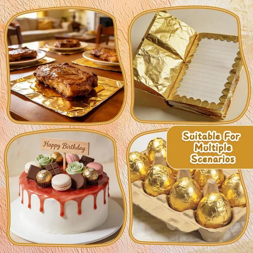 Miniatura 5 de Wowagoga Envoltorios de papel de aluminio para dulces, 6 x 6 pulgadas, papel de aluminio dorado, envoltorios de chocolate para dulces caseros