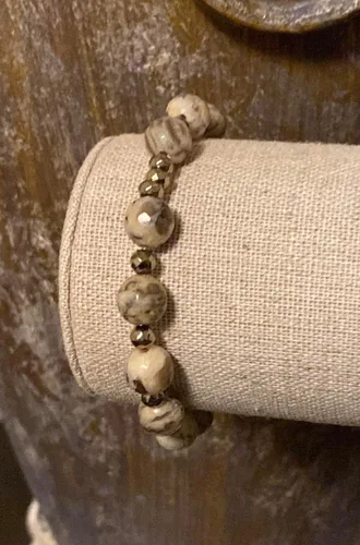 Miniatura 4 de Natural Feldspar and Pyrite Gemstone Crystal Bracelet