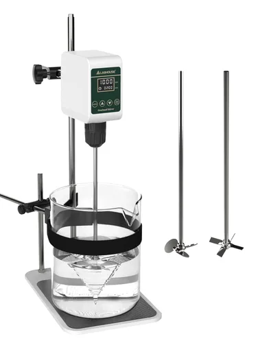 Agitador digital OS-5S de 10L (H₂O), soporte de acero inoxidable de base plana y 2 paletas de agitación y soporte para vaso de precipitados,