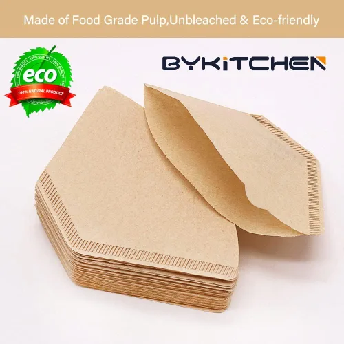 Miniatura 3 de BYKITCHEN Filtros de café en cono, juego de 200 unidades, tamaño 2, papel de cono de filtro de café, filtros de papel natural sin blanquear