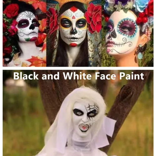Miniatura 7 de Go Ho Pintura facial blanca de payaso lavable, a base de agua, pintura corporal blanca crema altamente pigmentada, suave, para Halloween, cosplay