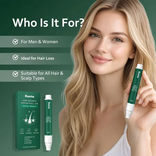 Miniatura 4 de Roota - Suero para el crecimiento del cabello Roll-On, suero de renacimiento del cabello nutre el cuero cabelludo para un cabello más grueso