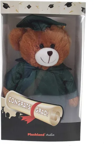 Miniatura 2 de Plushland Peluche de oso marrón, regalos para el día de graduación, texto personalizado, nombre o logotipo de tu escuela en el vestido, lo mejor