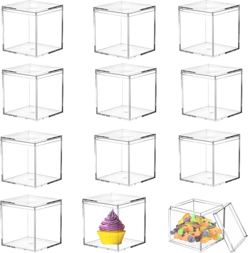 Miniatura 14 de Cajas de acrílico de 12 piezas, caja de corazón de acrílico transparente con tapas, cubo de cristal en forma de corazón, caja de almacenamiento