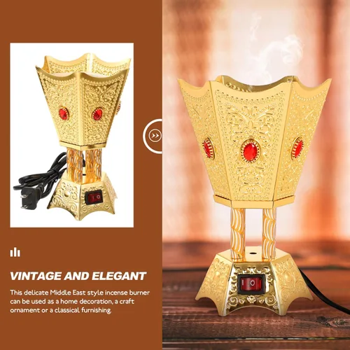 Miniatura 2 de FOMIYES Quemador de incienso eléctrico, estilo Oriente Medio, incensario portátil para oficina y decoración del hogar, ideal para yoga, spa