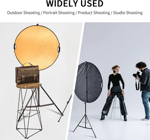 Miniatura 2 de Selens Kit de soporte reflector redondo con mango para fotografía, iluminación plegable 5 en 1 de 32 pulgadas con soporte de luz de 6.5 pies, bolsa