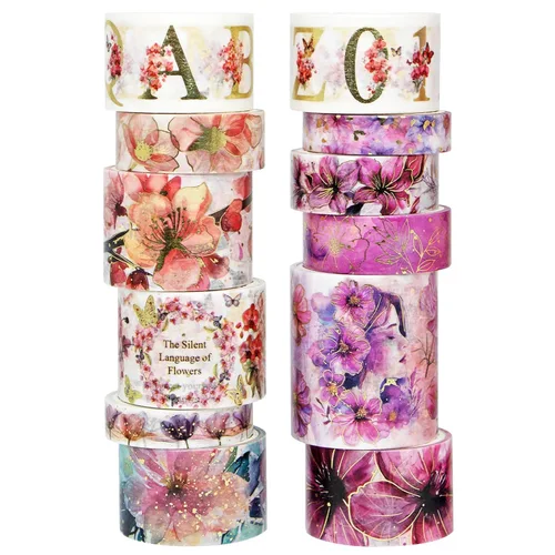 Miniatura 8 de Ieebee Juego de 24 Rollos de Cinta Washi Navideña - Cinta Decorativa de Lámina Dorada para Suministros de Scrapbooking, Suministros de Diario