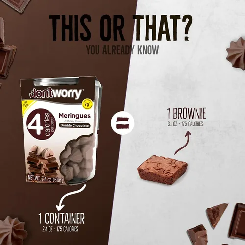 Miniatura 6 de DON'TWORRY Galletas de merengue sin gluten, paquete de 4 Solo 4 calorías por pieza rellenas de chocolate, aptas para dieta cetogénica Bocadillos