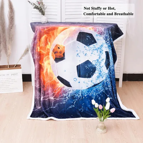 Miniatura 2 de Manta de fútbol, manta de fútbol, manta de franela suave, manta de fútbol adorable para niños, manta de cama súper suave de franela para sofá