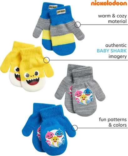 Miniatura 2 de Nickelodeon Guantes de tiburón para bebé, paquete de 4 guantes de invierno o manoplas (2-7)