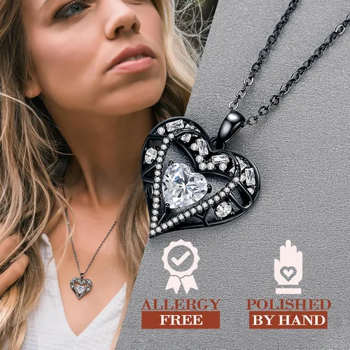 Miniatura 76 de Collar de cristal de 5 corazones, chapado en oro rosa de 18 quilates, colgante con cadena de plata de ley 925 de 18 + 2 pulgadas, joyería de piedra