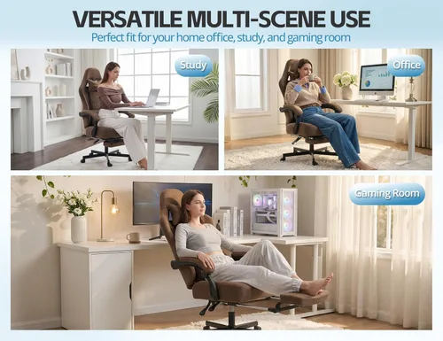 Miniatura 3 de Silla de oficina para oficina en casa, silla de escritorio ergonómica con cojín de resorte de bolsillo, silla de juegos de cuero transpirable