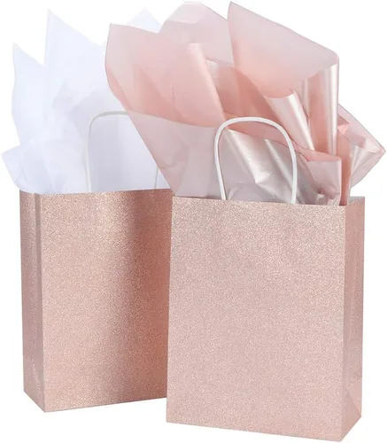 Miniatura 5 de UNIQOOO 40 hojas de papel de seda metálico de gran tamaño 20x26, oro rosa champán dorado de primera calidad, papel de regalo para regalos a granel