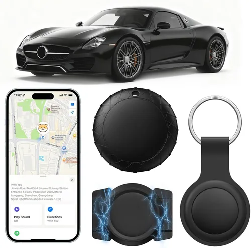Rastreador GPS para vehículos con funda magnética funciona con Find My (solo iOS), sin suscripción de tarifa mensual, no requiere tarjeta SIM,