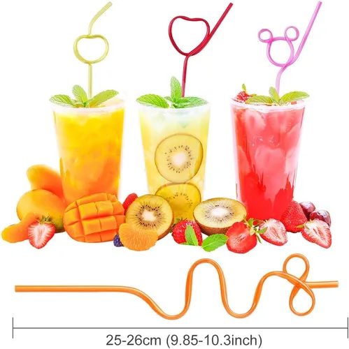 Miniatura 2 de 24 piezas de pajitas locas y divertidas para niños, pajitas reutilizables de plástico con bucle espiral para actividades en el aula, regalo