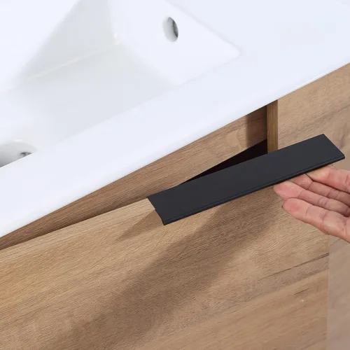 Miniatura 8 de Malwee Tocador de baño flotante de 22 pulgadas con lavabo, Tocador de baño de lavabo individual de 22 pulgadas montado en la pared, con 1 puerta