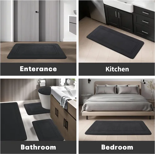 Miniatura 7 de YIHOUSE Juego de alfombras de baño de espuma viscoelástica, juego de 2 piezas, tapetes de baño antideslizantes para baño, juego de alfombras de baño