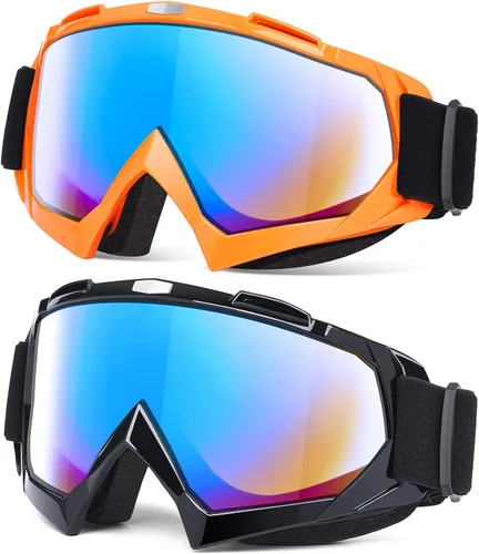 Miniatura 10 de MAMBAOUT Gafas de motocross para adultos, paquete de 2 gafas de motocicleta ATV para hombres y mujeres, gafas de visión amplia para montar fuera