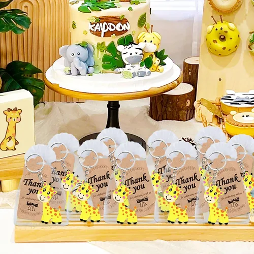 Miniatura 4 de El paquete de 60 recuerdos de fiesta de jirafa incluye 20 llaveros de jirafa, 20 etiquetas de agradecimiento, 20 bolsas de regalo para fiesta