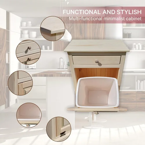 Miniatura 4 de Peaceful Classics - Gabinete escondido hecho a mano - Papelera decorativa para baño, oficina y dormitorio - Papelera de madera inclinable