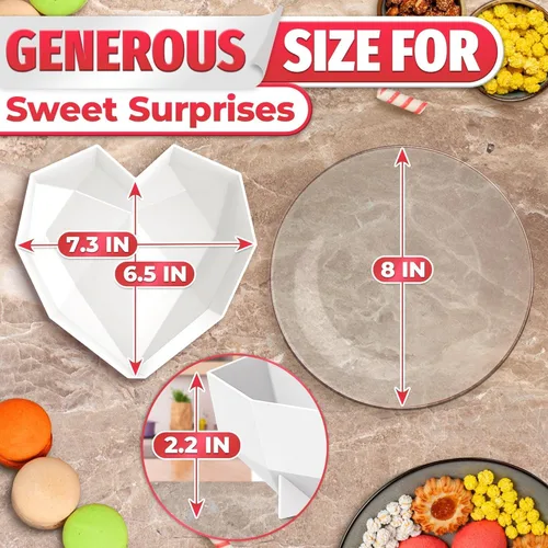 Miniatura 3 de Molde de corazón rompible – Molde de corazón de silicona con forma de diamante para conchas de chocolate, pasteles de mousse, tarta de queso – Boda