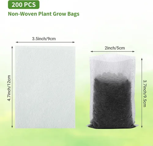 Miniatura 2 de GREANER 200 bolsas de vivero de plantas, 3.5 x 4.7 pulgadas, bolsas de cultivo de plantas de tela biodegradable no tejida, macetas de plantas