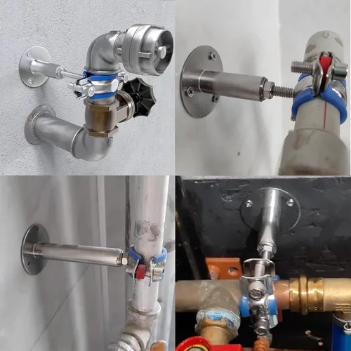 Miniatura 6 de Paquete de 4 soportes de montaje de tubería de acero inoxidable 304 – Abrazaderas ajustables de 1.969-3.937 in de altura para tubos de 3/4 pulgadas