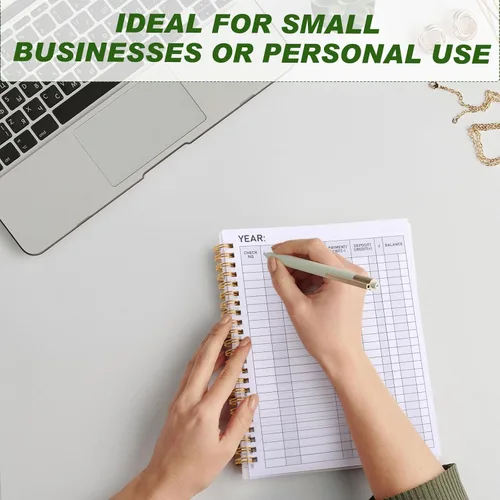 Miniatura 7 de 4 cuadernos de contabilidad para cuentas de gastos, encuadernado en espiral, registro de cheques para pequeñas empresas, 200 hojas en total