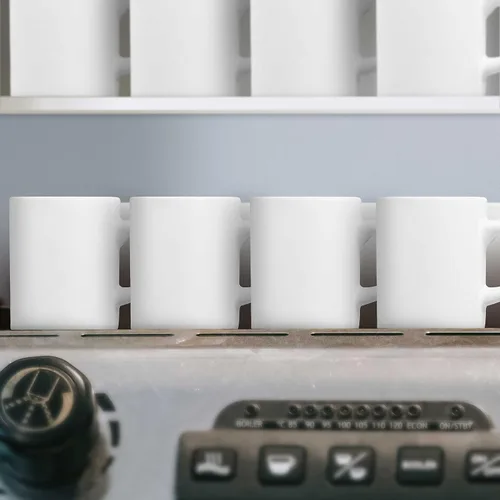Miniatura 8 de DISCOUNT PROMOS Juego de 10 mini tazas de cerámica, 4 oz. - Gres, café, duradero, mango en C, color blanco