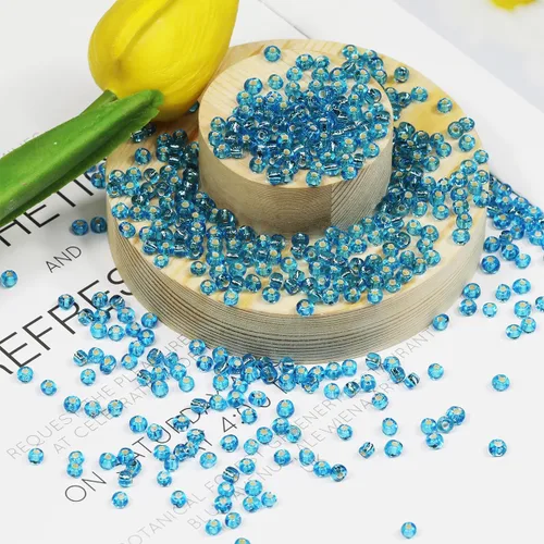Miniatura 29 de Cuentas de semillas doradas transparentes de 4 mm al por mayor para hacer joyas, 110 gramos, aproximadamente 1600 piezas, cuentas de vidrio 6/0